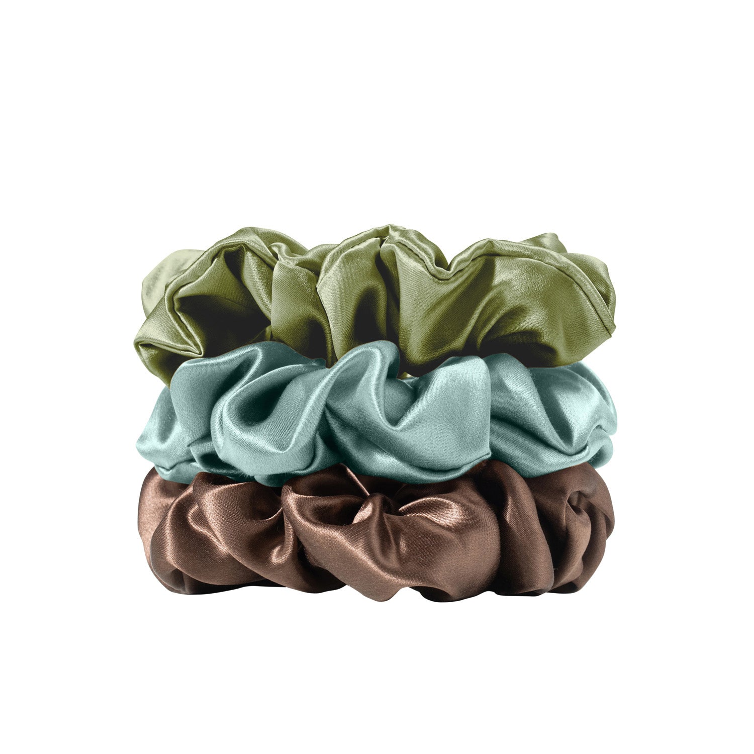 EVERSILK Scrunchies - Olive, Seafoam Green, Chocolate