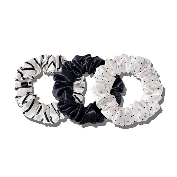 EVERSILK Scrunchies - Poolside, Black, Mini Polka Dot - EVERSILK.co.uk