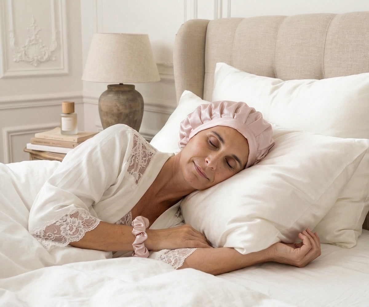 EVERSILK Silk Sleep Bonnet for Overnight Hair Protection
